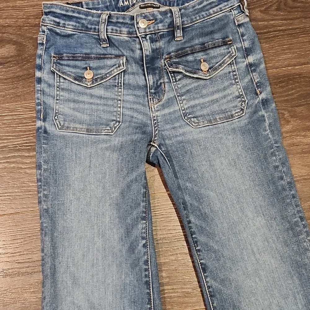 ❤️ AMERICAN EAGLE HIGH RISE  FESTIVAL FLARE JEANS, 8 (29) - Picture 3 of 9